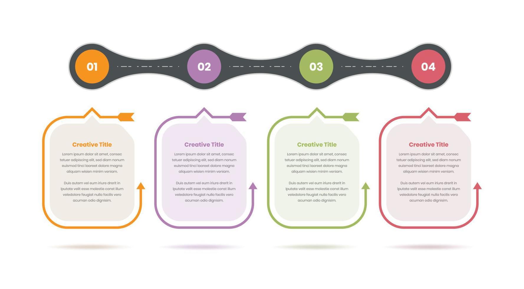 pasos infografía negocio mapa vial con resumen flecha forma para presentación vector