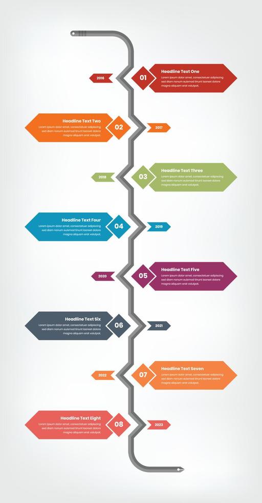 largo cronograma vertical infografía texto presentación modelo vector