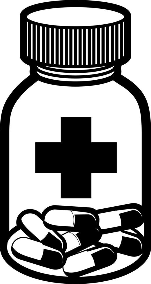 Pills In A Pharmacy Bottle, Vector Image