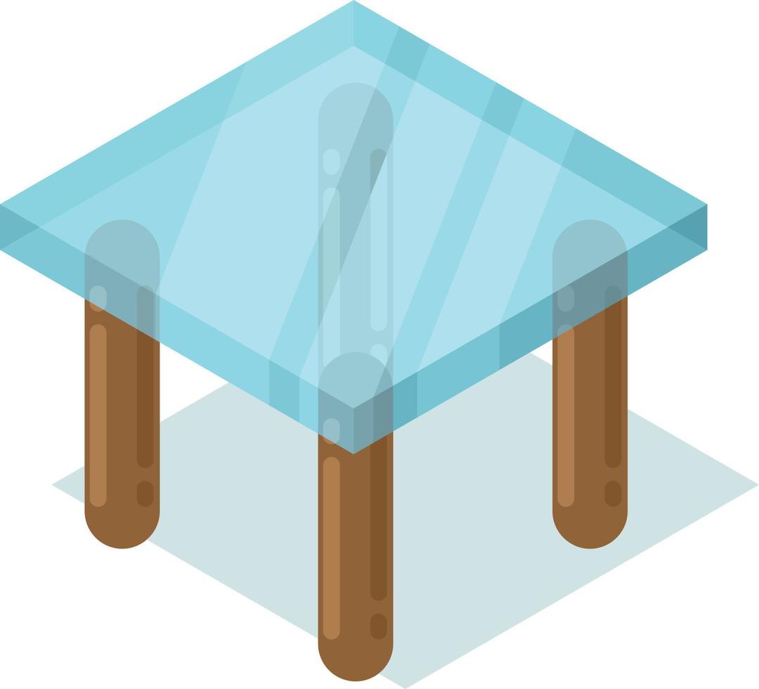 Vector Image Of A Glass Table With Four Wooden Legs