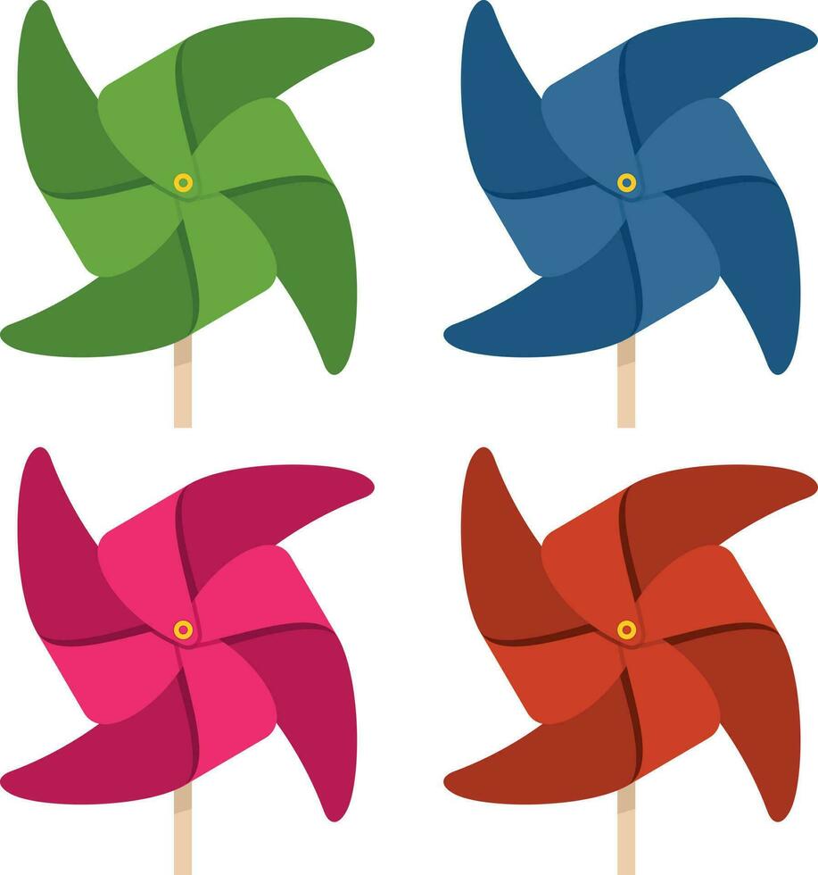 Colorful Paper Windmills, Vector Image