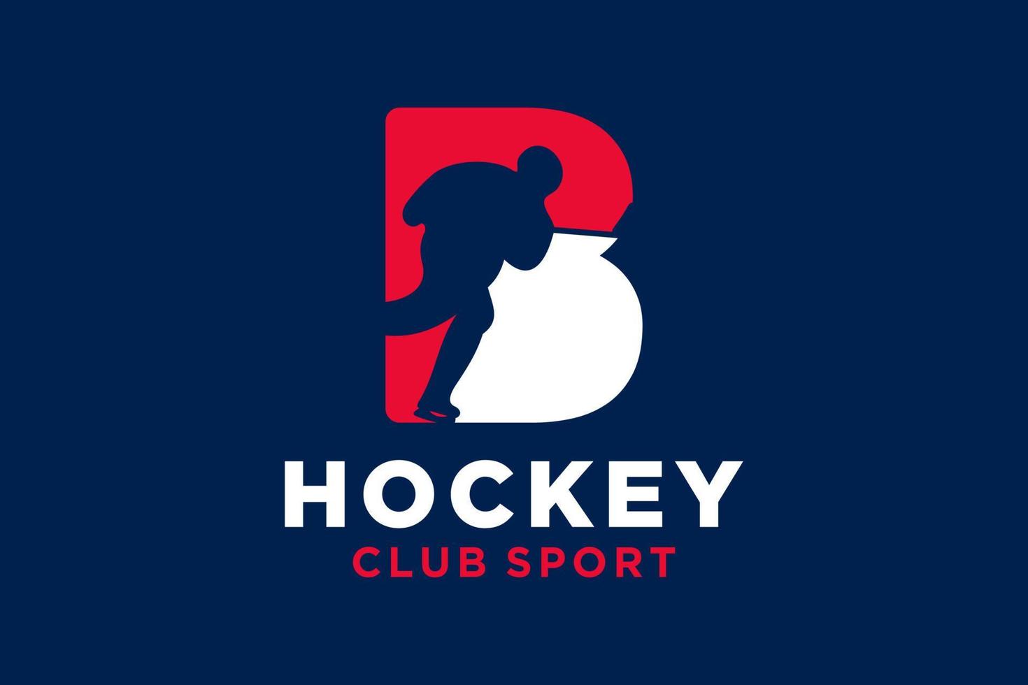 Vector initials letter B with hockey creative geometric modern logo design.