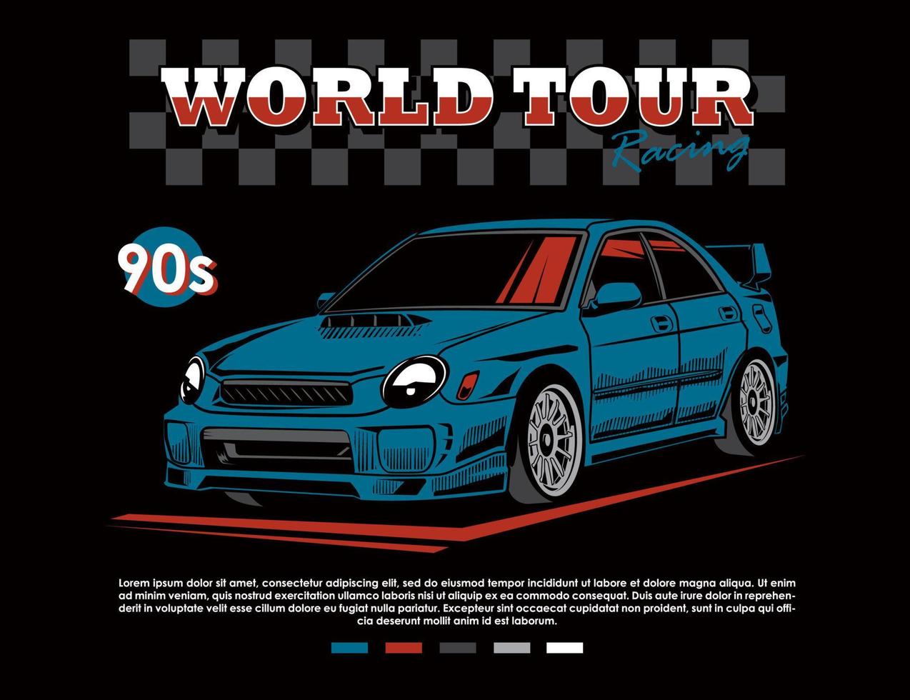 90s car vehicle illustration in vector graphic