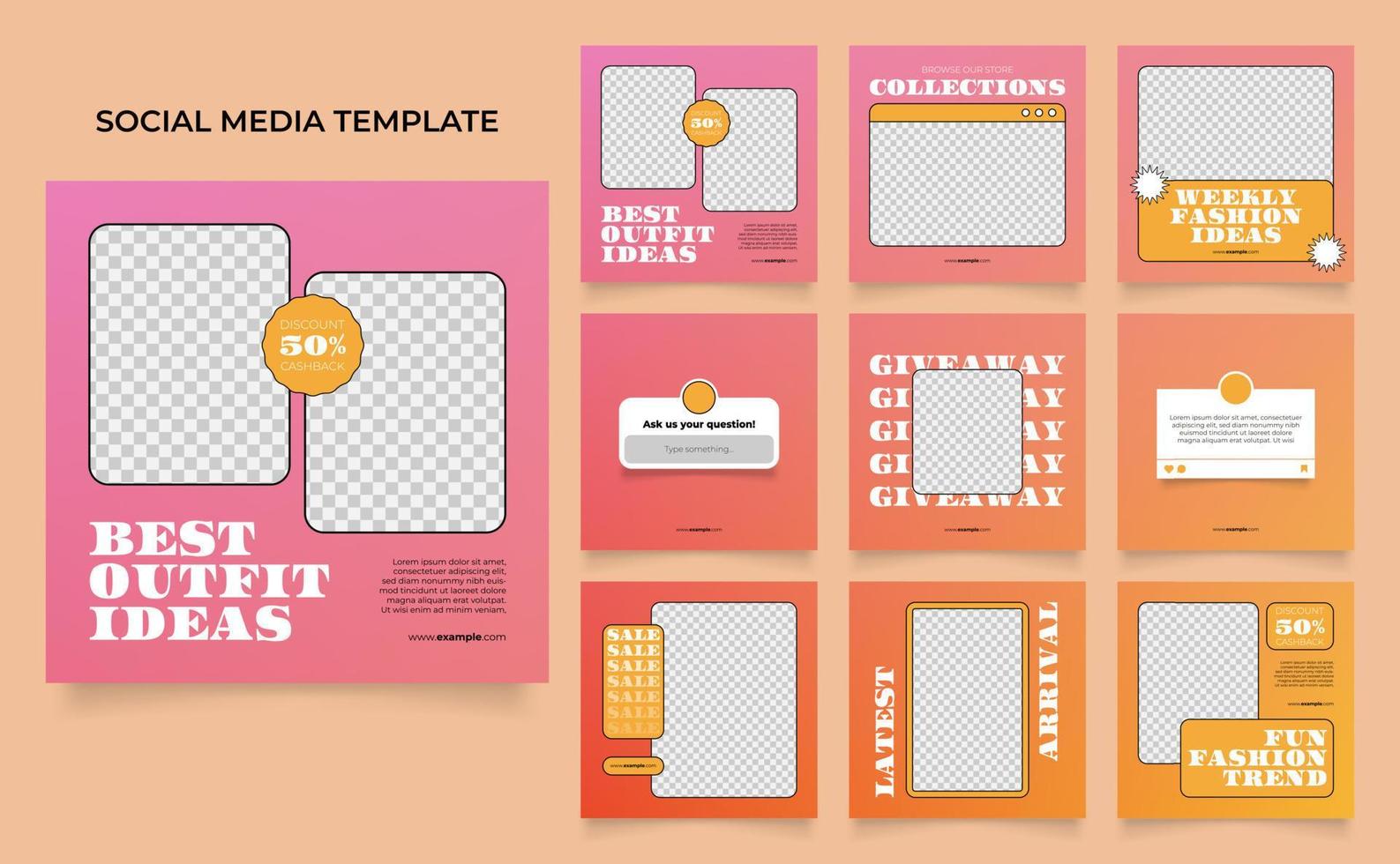 social media template banner fashion sale promotion in orange color vector