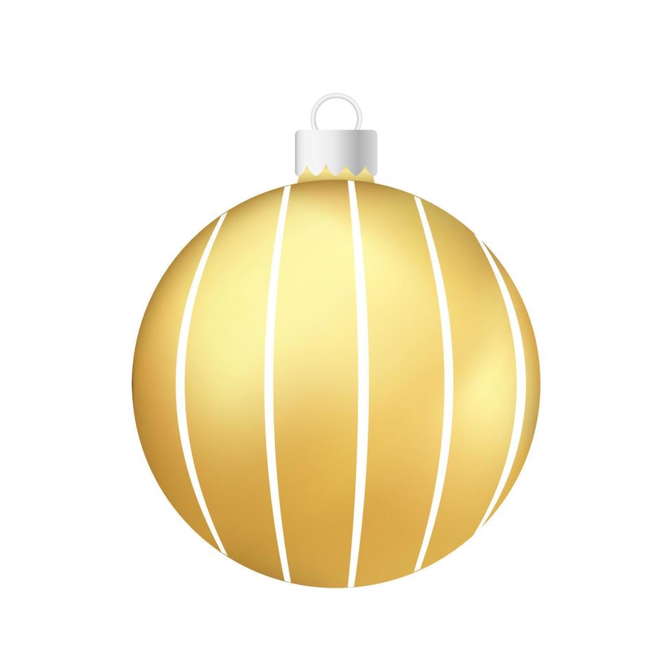 Gold Christmas tree toy or ball Volumetric and realistic color illustration vector