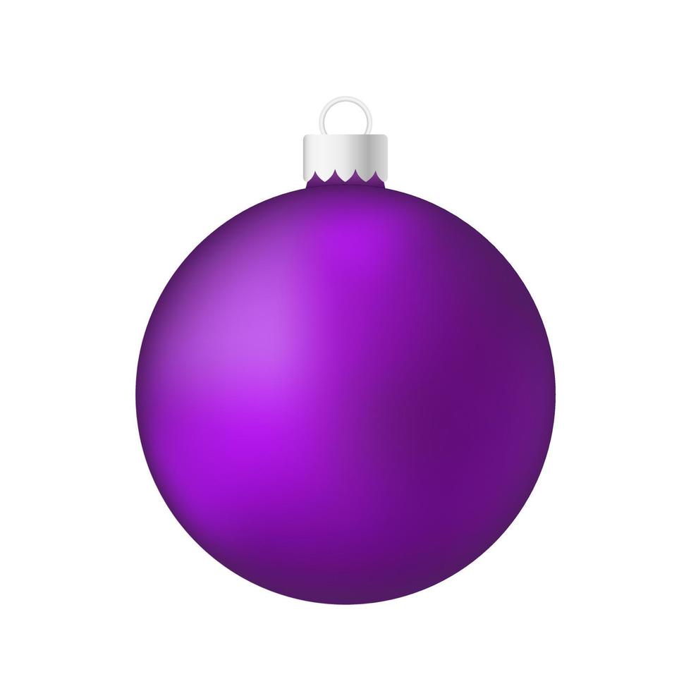 Purple violet Christmas tree toy or ball Volumetric and realistic color illustration vector