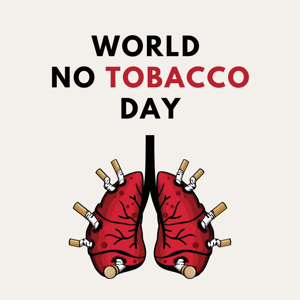 A poster for world no tobacco day with a heart and a heart on it. vector