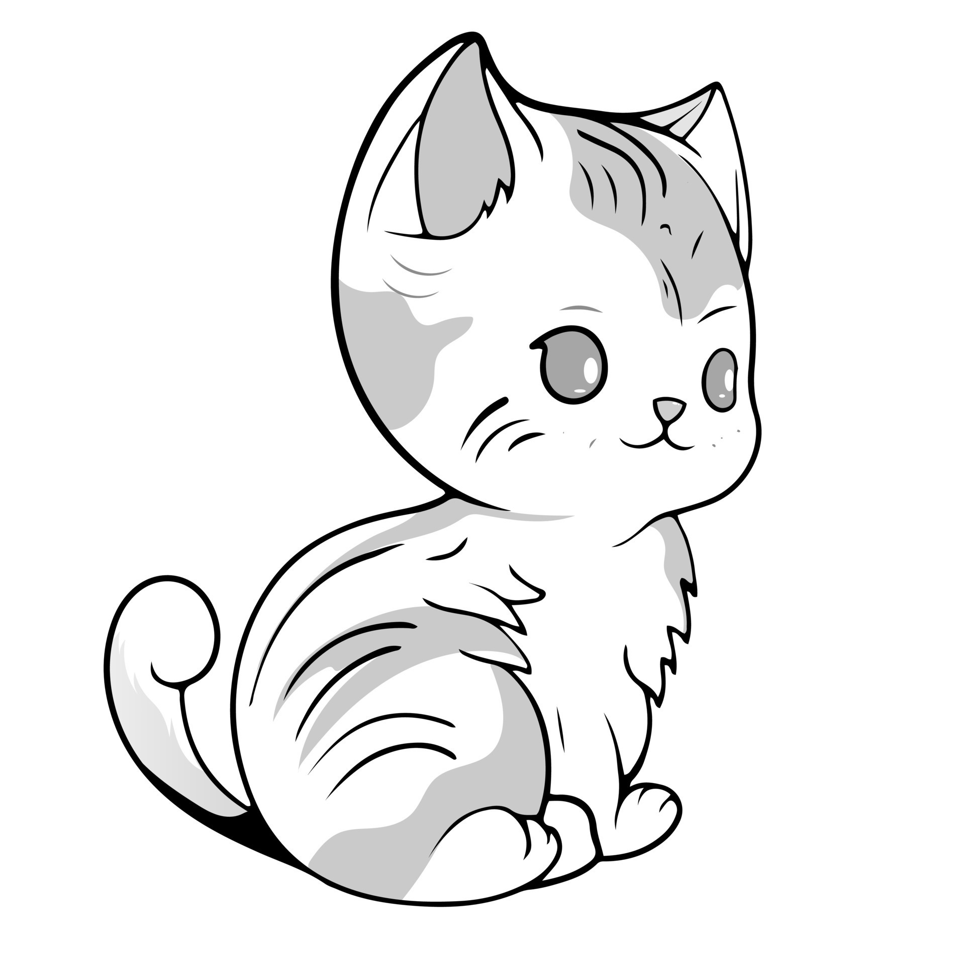 Cute Anime Cat Coloring Page For Kids  Turkau
