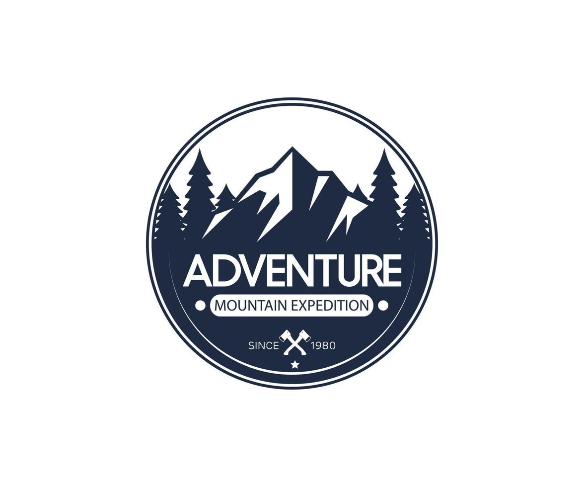 Mountain illustration, outdoor adventure  retro logo design vector