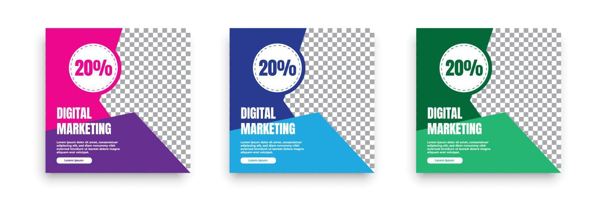 Digital marketing social media post template. vector