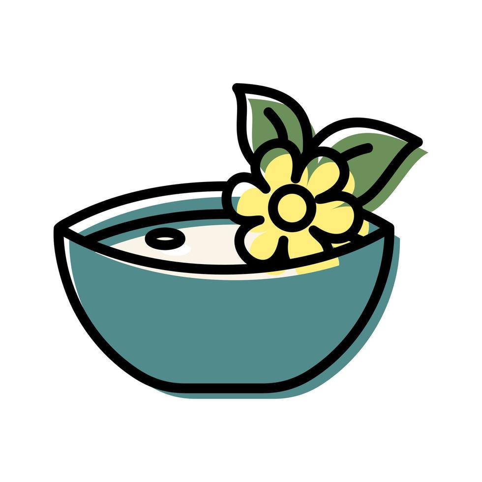 herbario sopa cuenco spa y salón icono vector ilustración