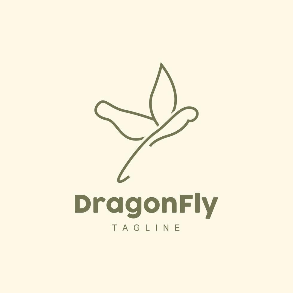 Dragonfly Logo, Flying Animal Design, Vector Simple Line Style, Icon Symbol Illustration