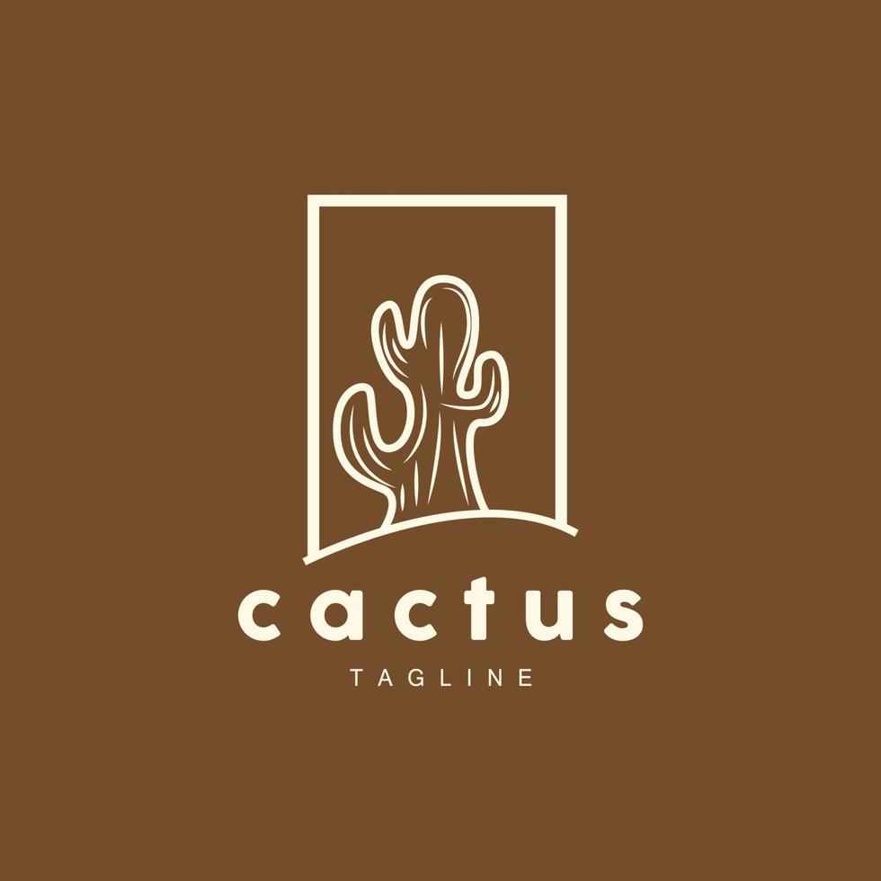 Cactus Logo, Simple Line Cactus Design, Green Plant Vector, Icon, Symbol, Illustration vector