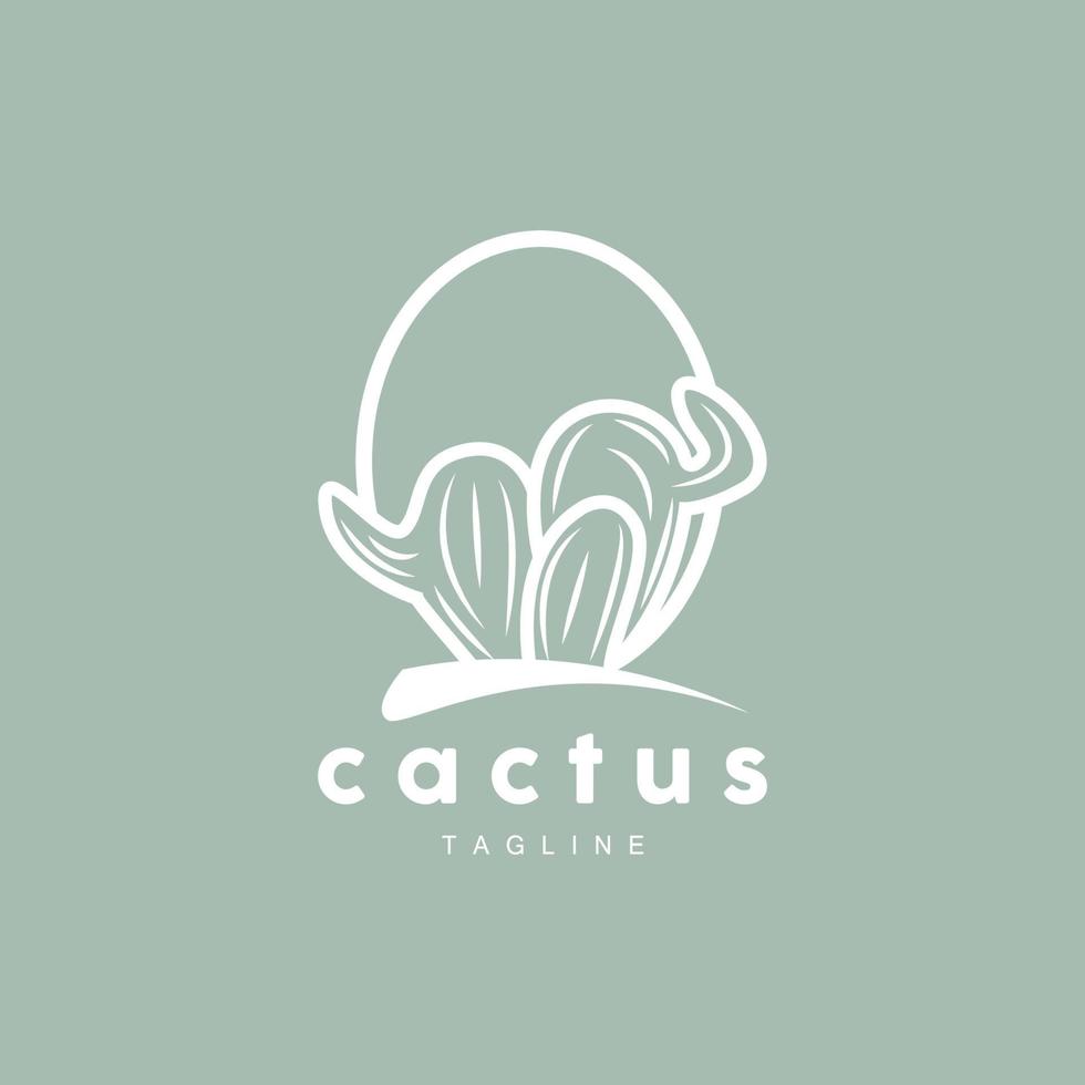 Cactus Logo, Simple Line Cactus Design, Green Plant Vector, Icon, Symbol, Illustration vector