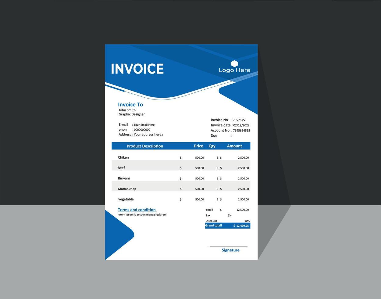 Modern Invoice Layout vector