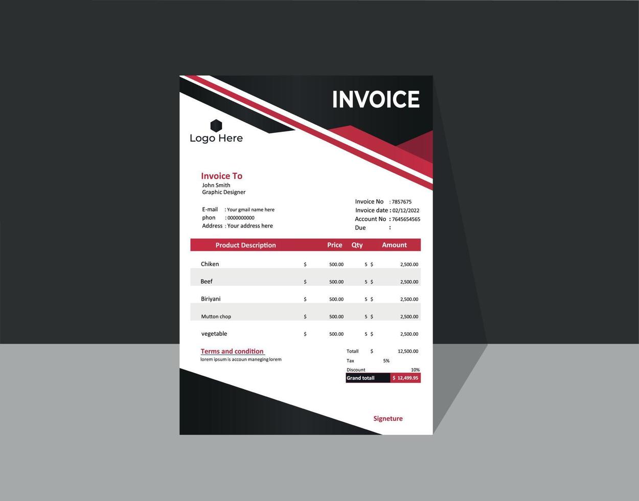 Invoice design Tamplate vector
