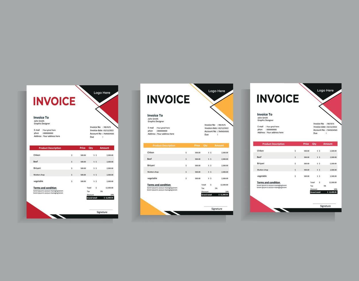 Invoice Designs template vector