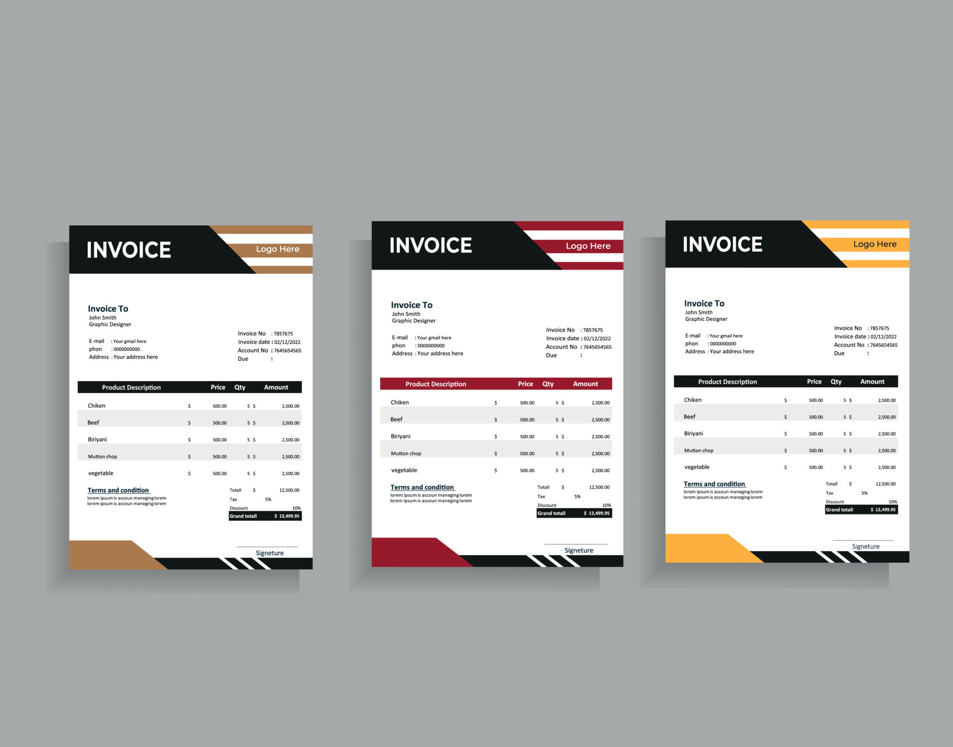 modern invoice design 22902424 Vector Art at Vecteezy