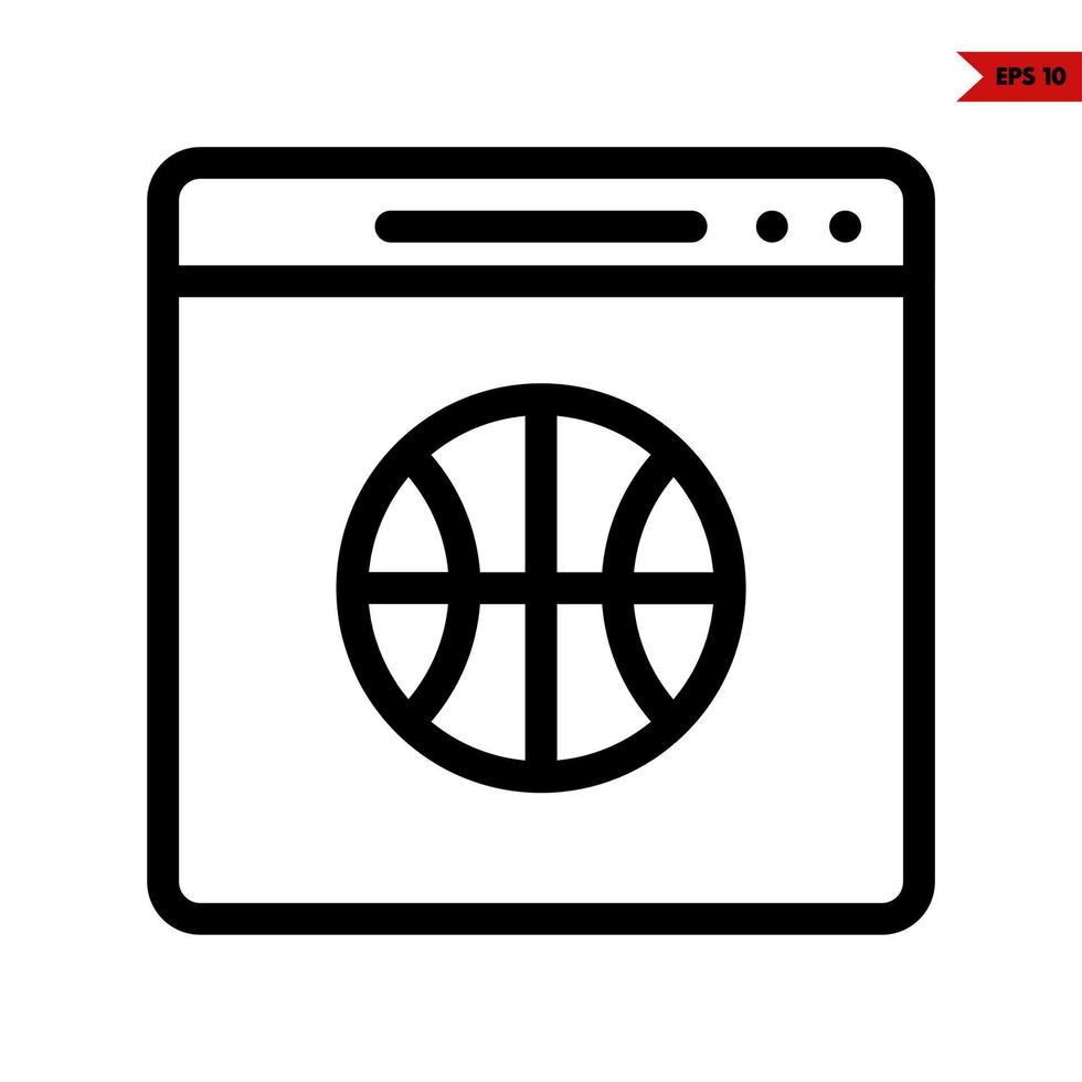 ball basket in monitor line icon vector