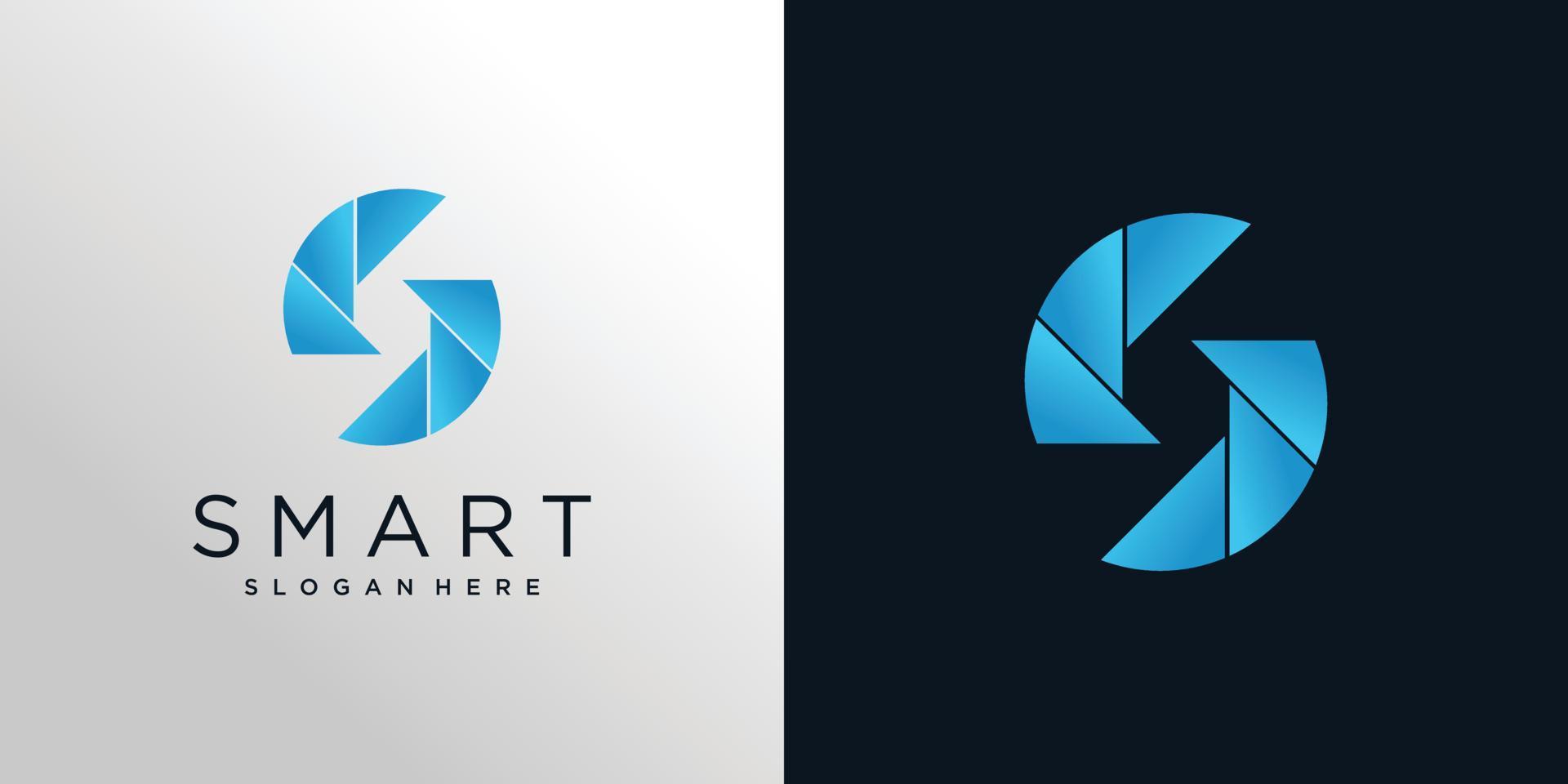 Smart idea logo design with unique concept Premium Vector