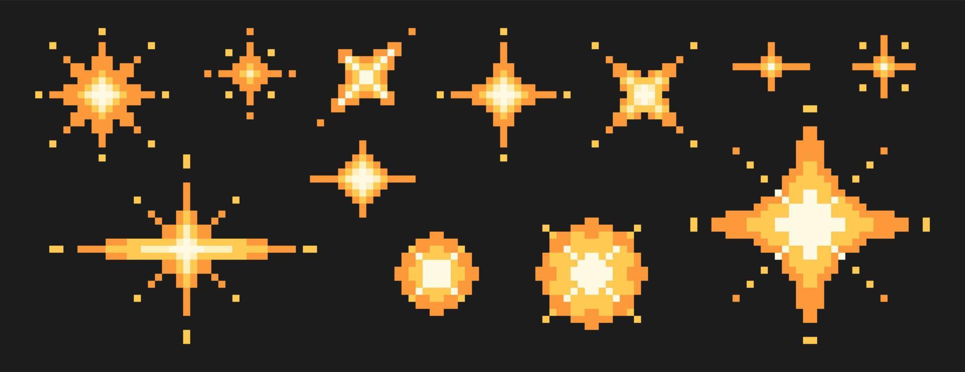 Pixel explosions in retro style vector