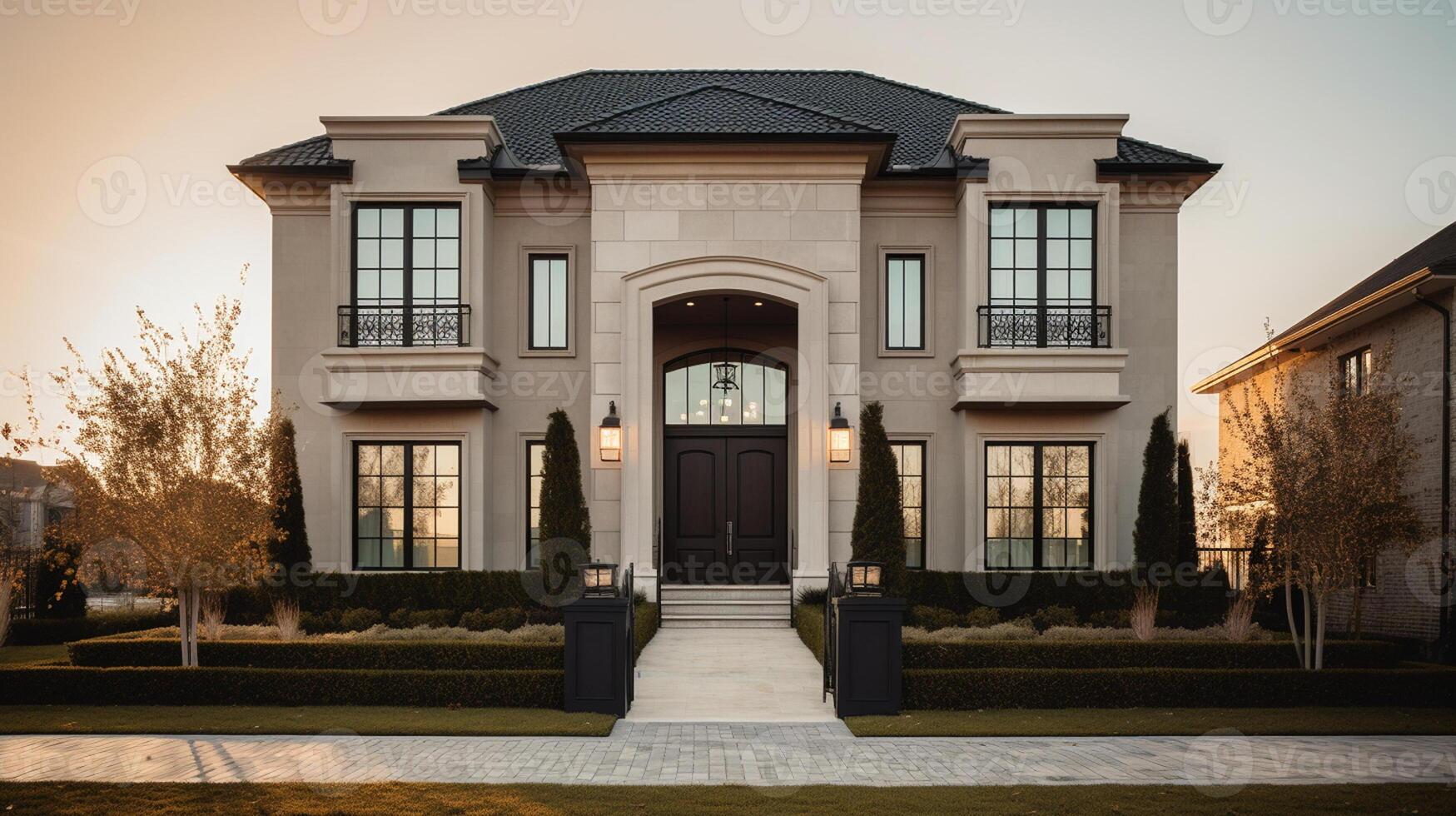 3d modern luxury real estate house for sale and rent concept photo