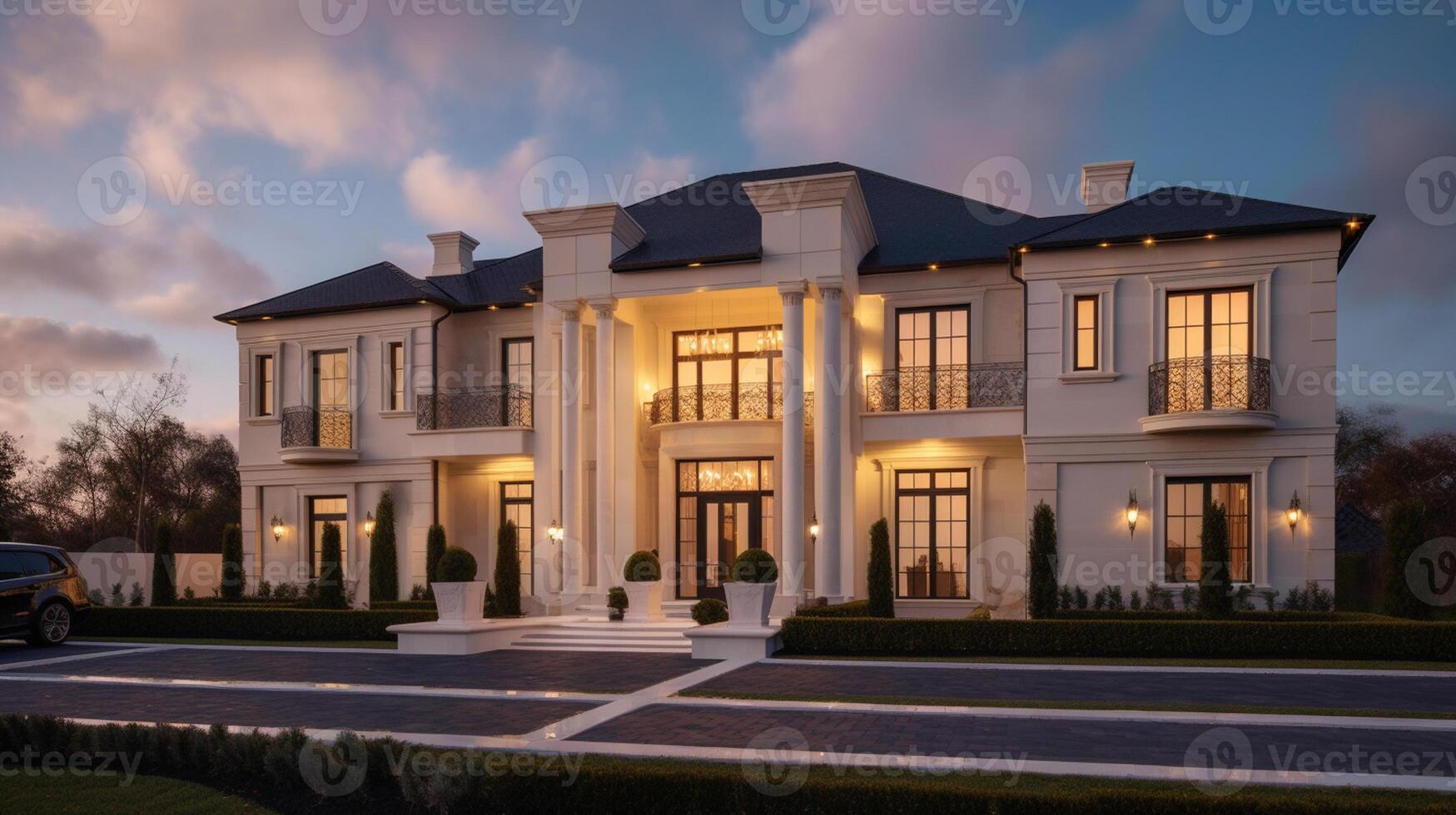 3d modern luxury real estate house for sale and rent concept photo