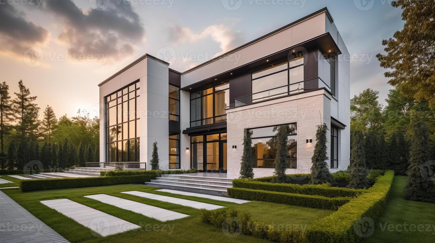 3d modern luxury real estate house for sale and rent concept photo