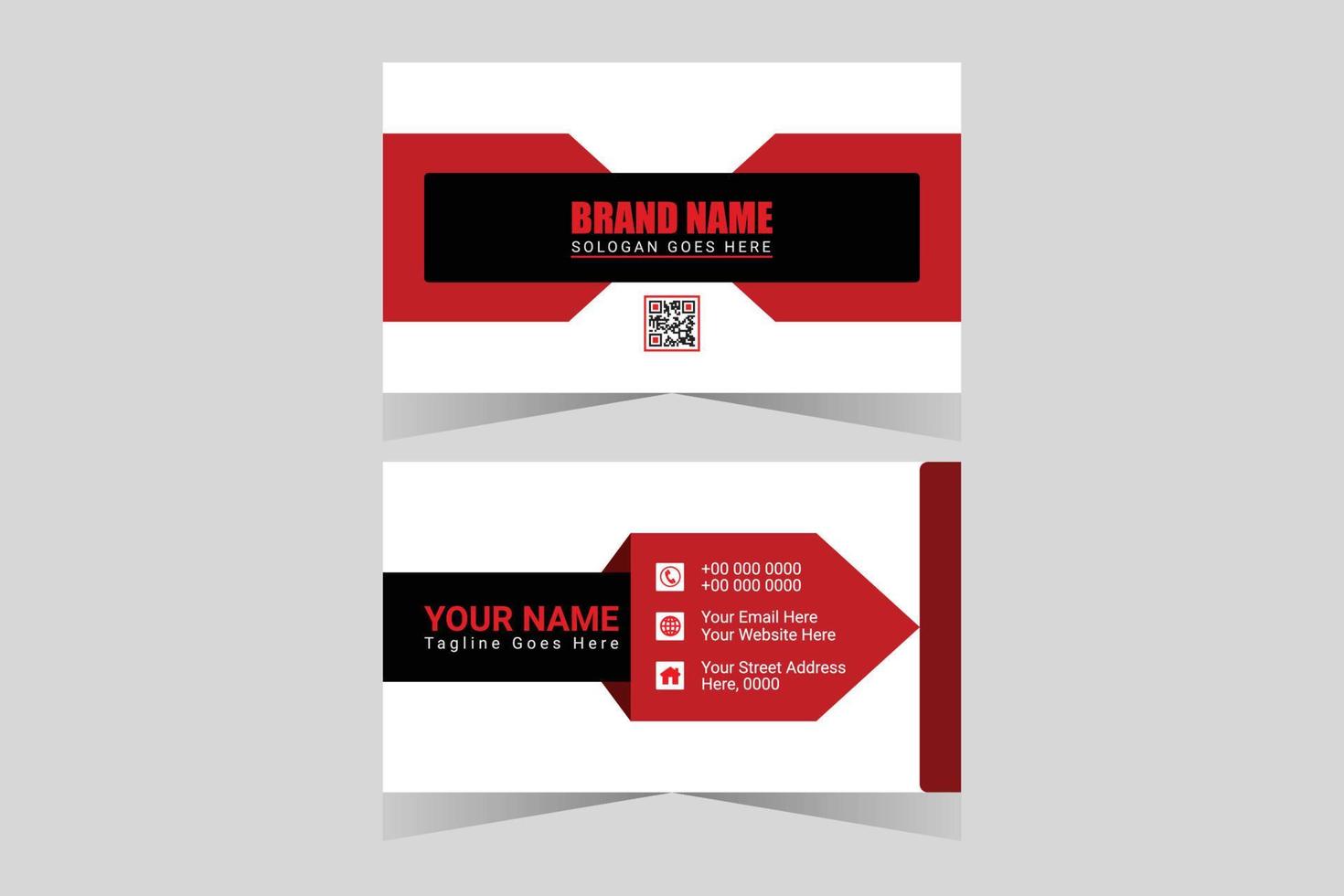 Red modern creative business card and name card, horizontal simple clean template vector design