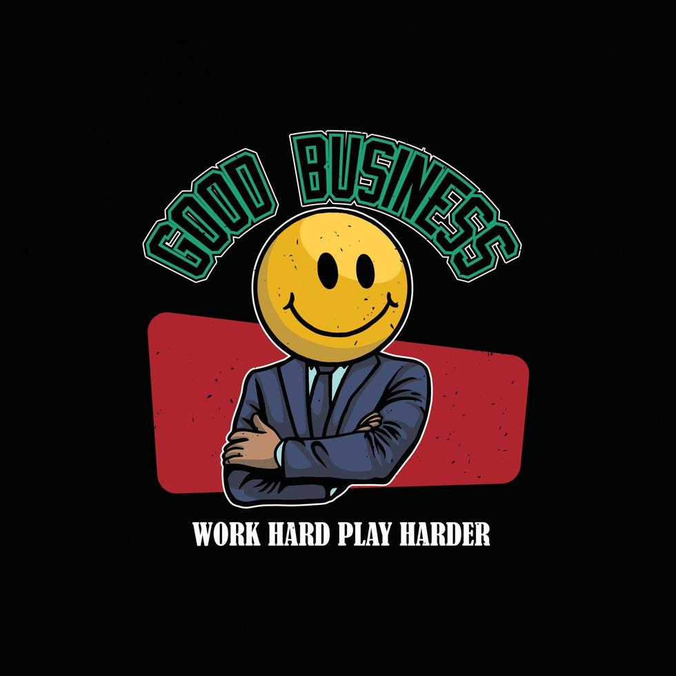 Vector illustration of a yellow smiley face in a business suit.