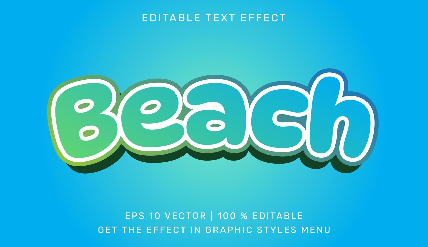 Beach 3d editable text effect vector