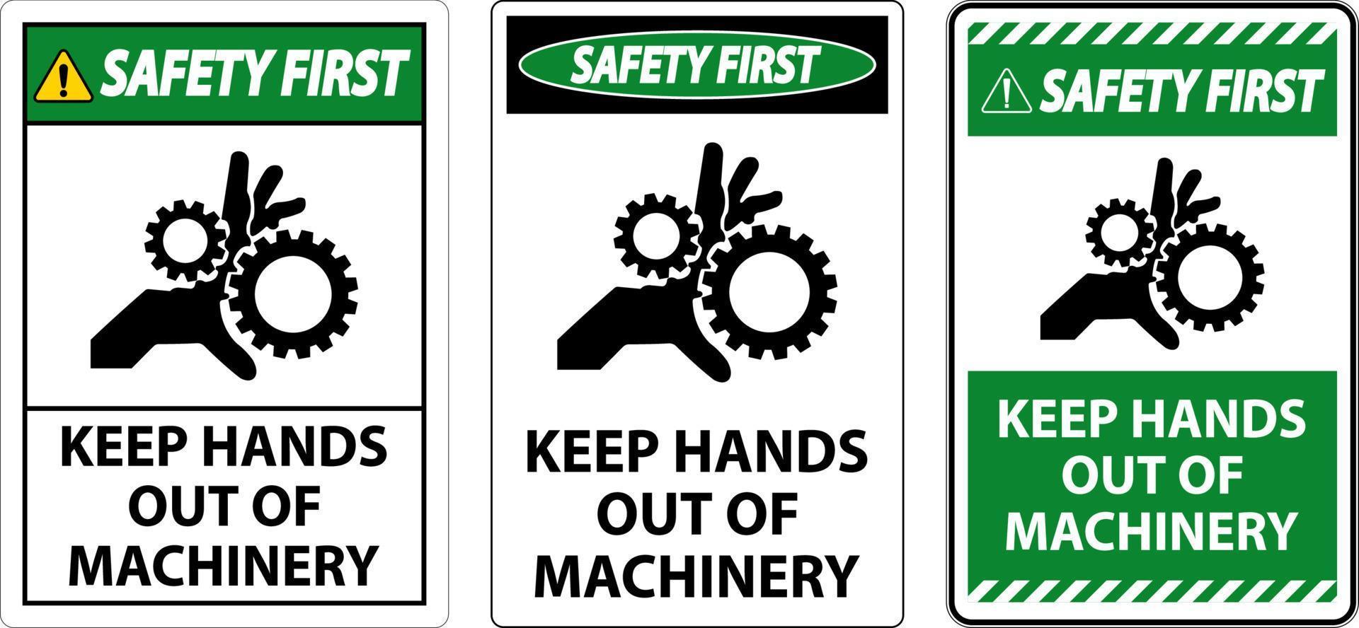 la seguridad primero firmar mantener manos fuera de maquinaria vector