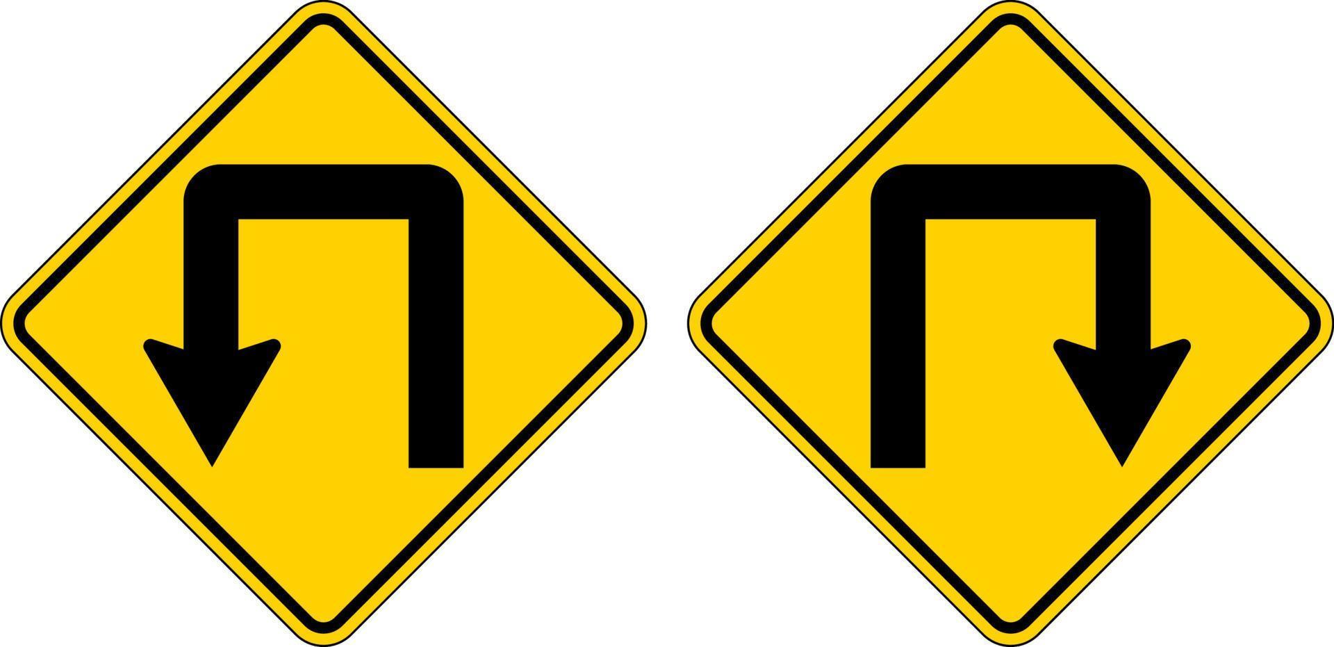 advertencia firmar, doble bien, doble giro a la izquierda símbolo en blanco antecedentes vector
