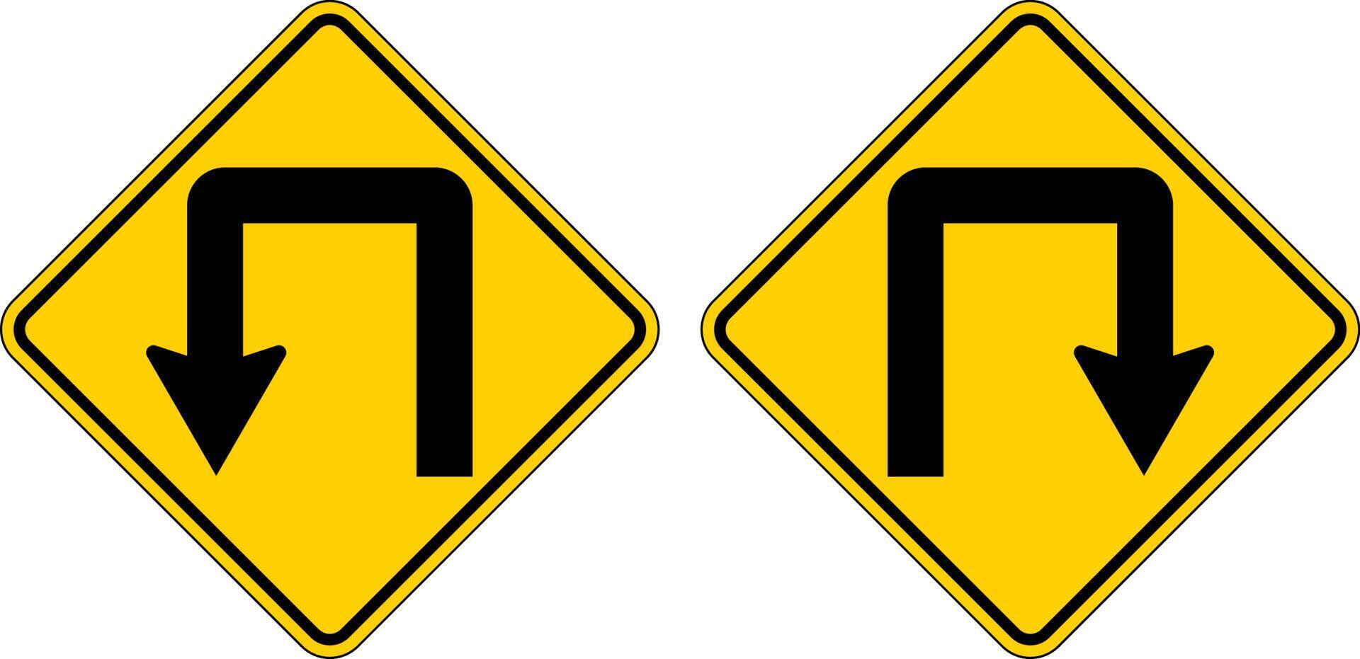 Warning Sign, Double Right, Double Left,Turn Symbol On White Background vector