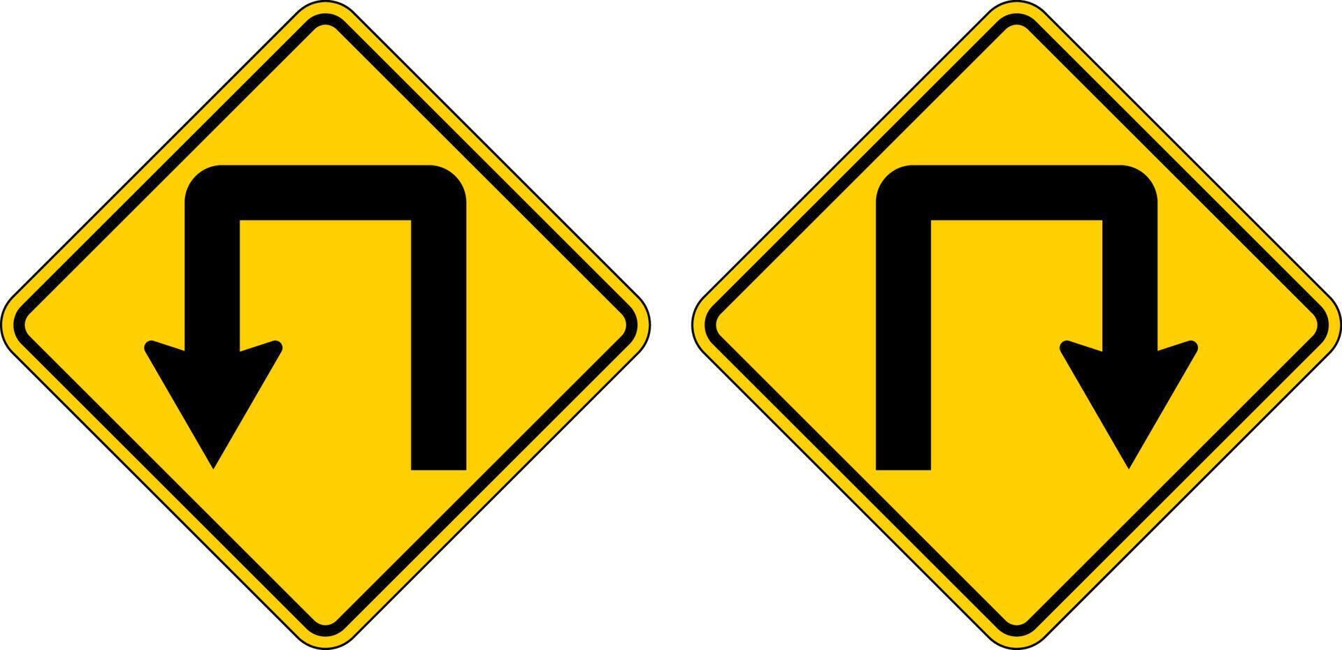 Warning Sign, Double Right, Double Left,Turn Symbol On White Background vector