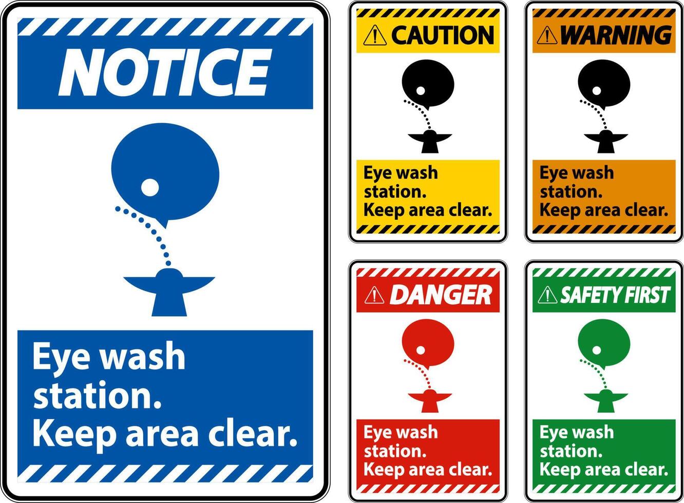 Emergency Eye Wash Station Keep Area Clear Sign vector