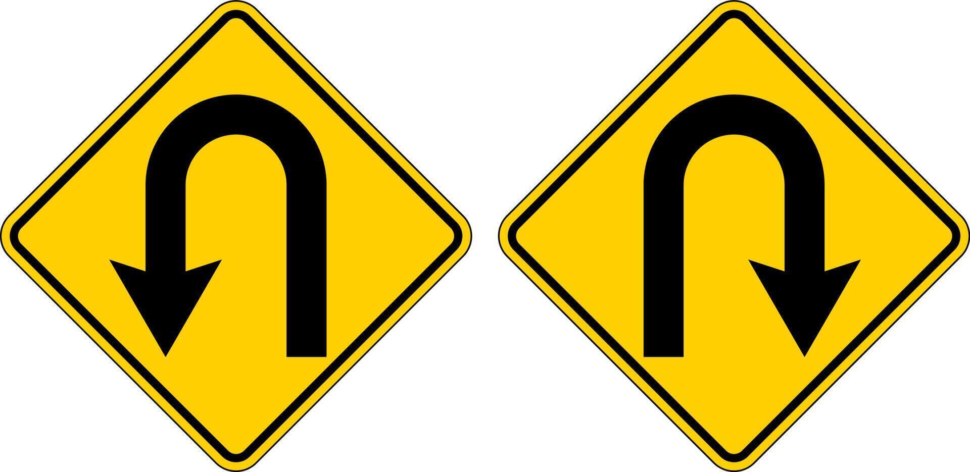 Traffic Sign U Turn On White Background vector