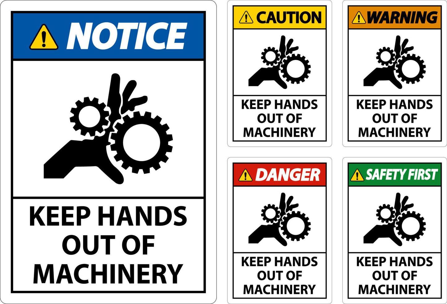 advertencia firmar mantener manos fuera de maquinaria vector