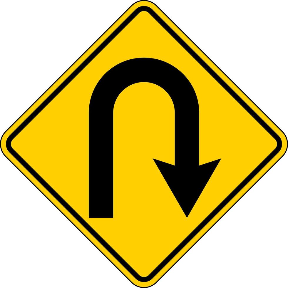 Traffic Sign U Turn On White Background vector