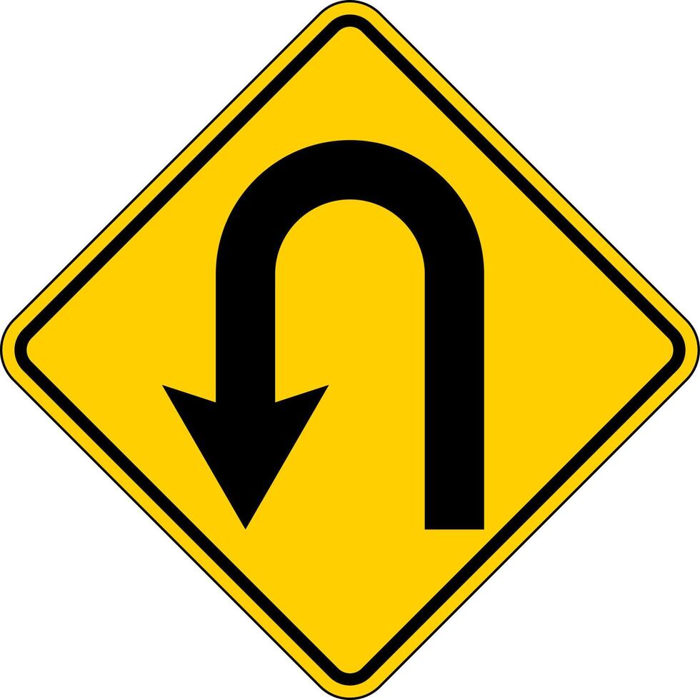 Traffic Sign U Turn On White Background vector