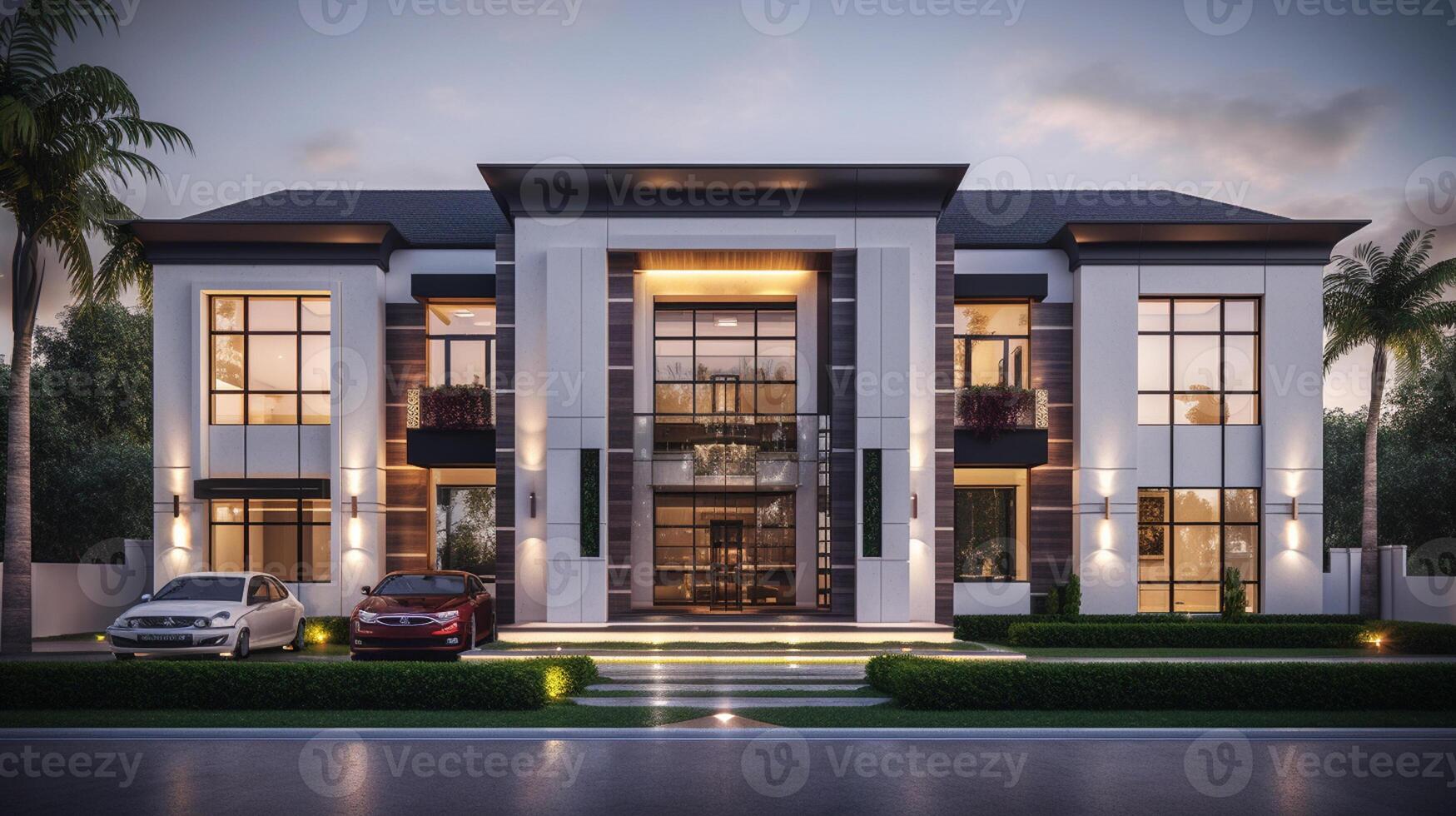 3d modern luxury real estate house for sale and rent , luxury property concept, photo