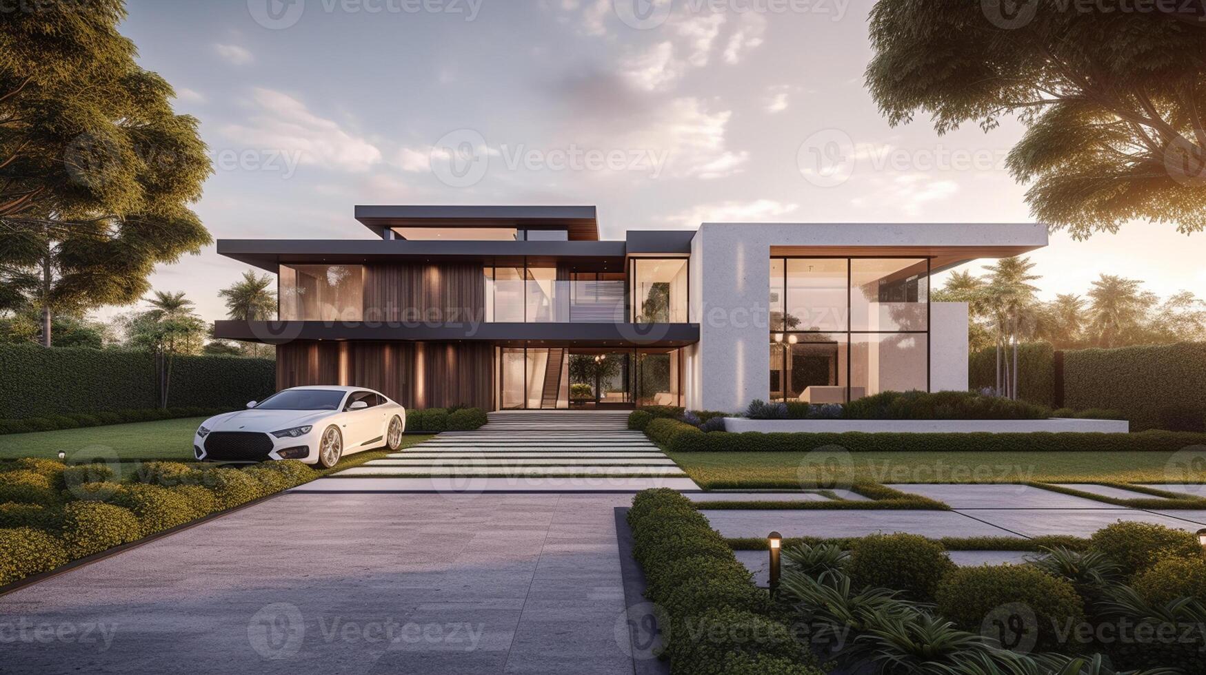 3d modern luxury real estate house for sale and rent , luxury property concept, photo