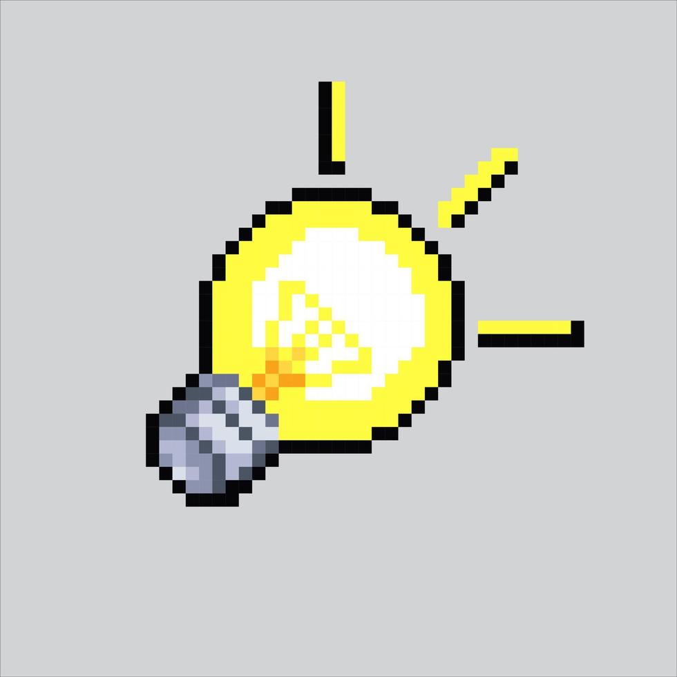 Pixel art illustration Light bulb. Pixelated Light bulb icon. Shining light bulb icon pixelated for the pixel art game and icon for website and video game. old school retro. vector