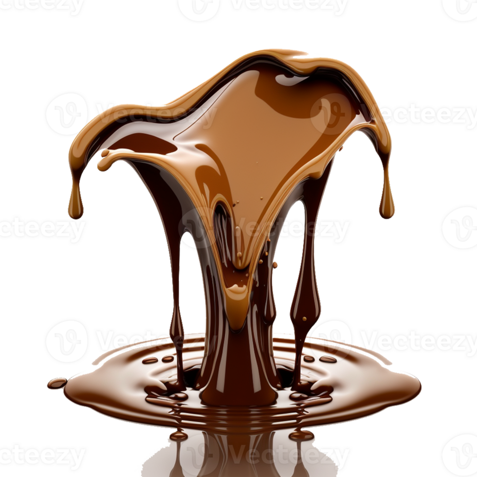 chocolate melted splash element on transparent background , png