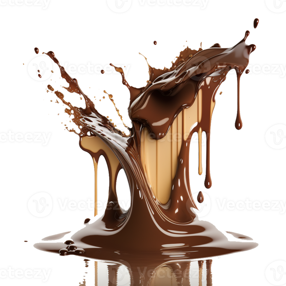 chocolate melted splash element on transparent background , png