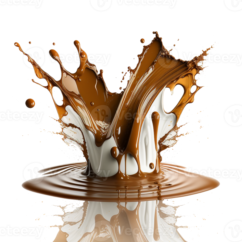 chocolate melted splash element on transparent background , png