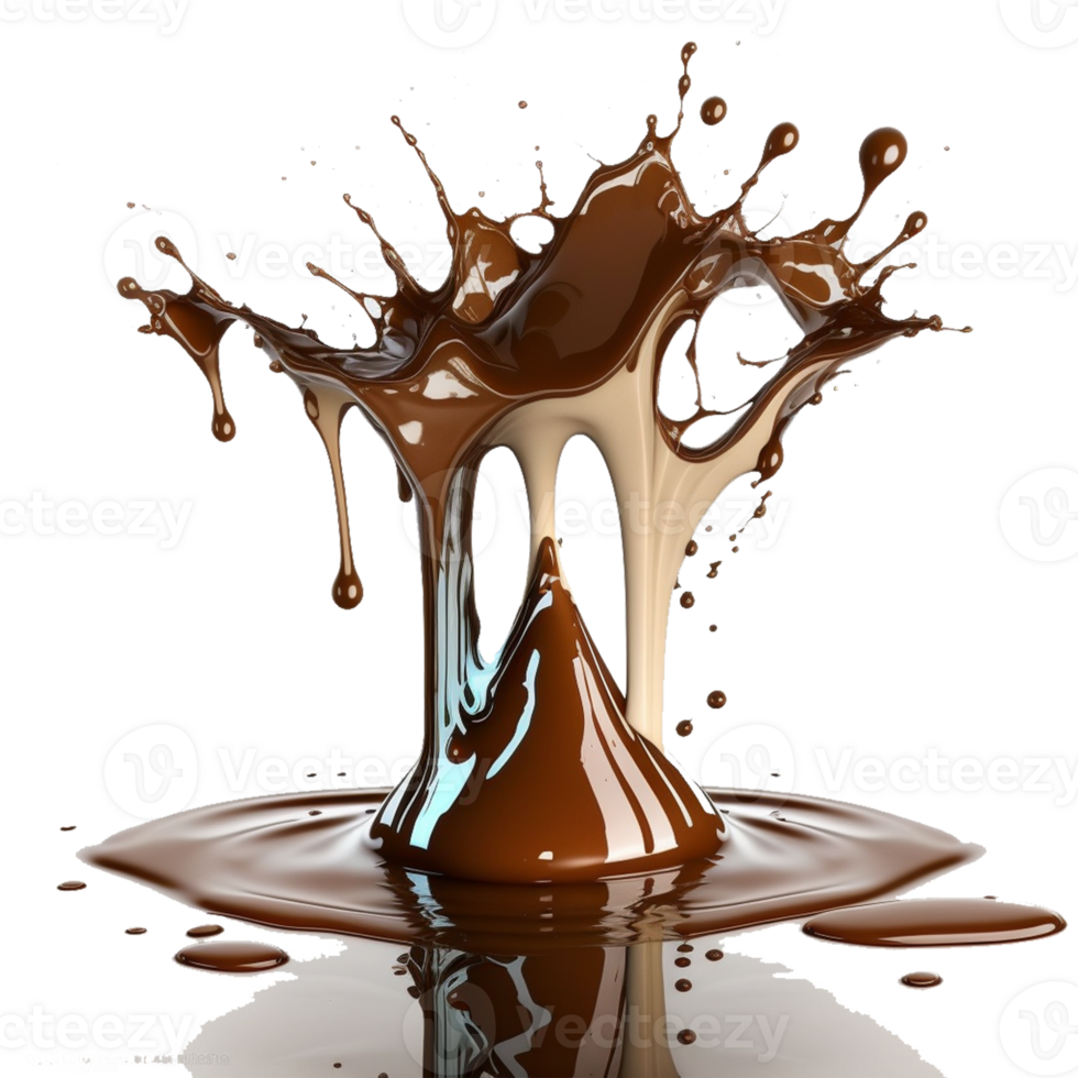 chocolate melted splash element on transparent background , png