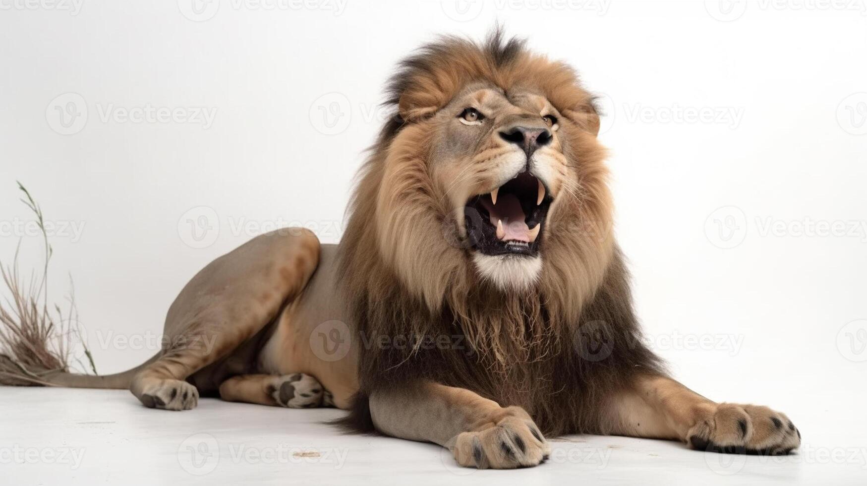 a lion isolated on white background photo