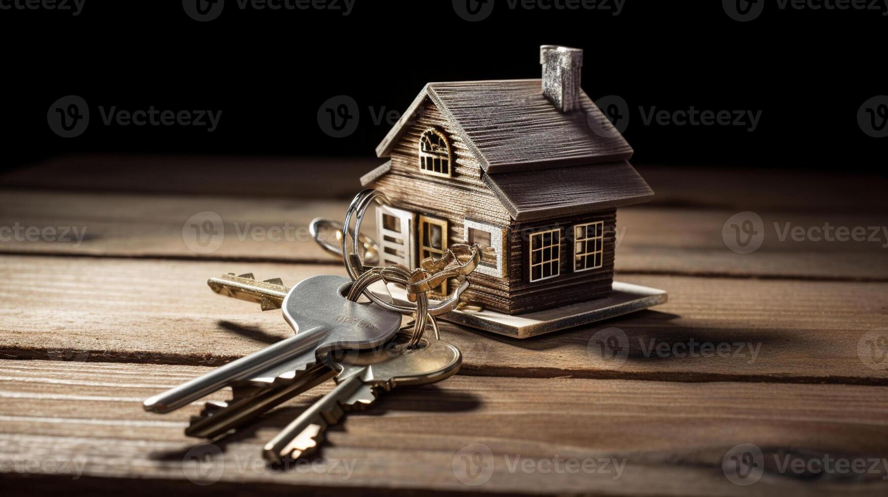 3d house with keys real estate concept photo
