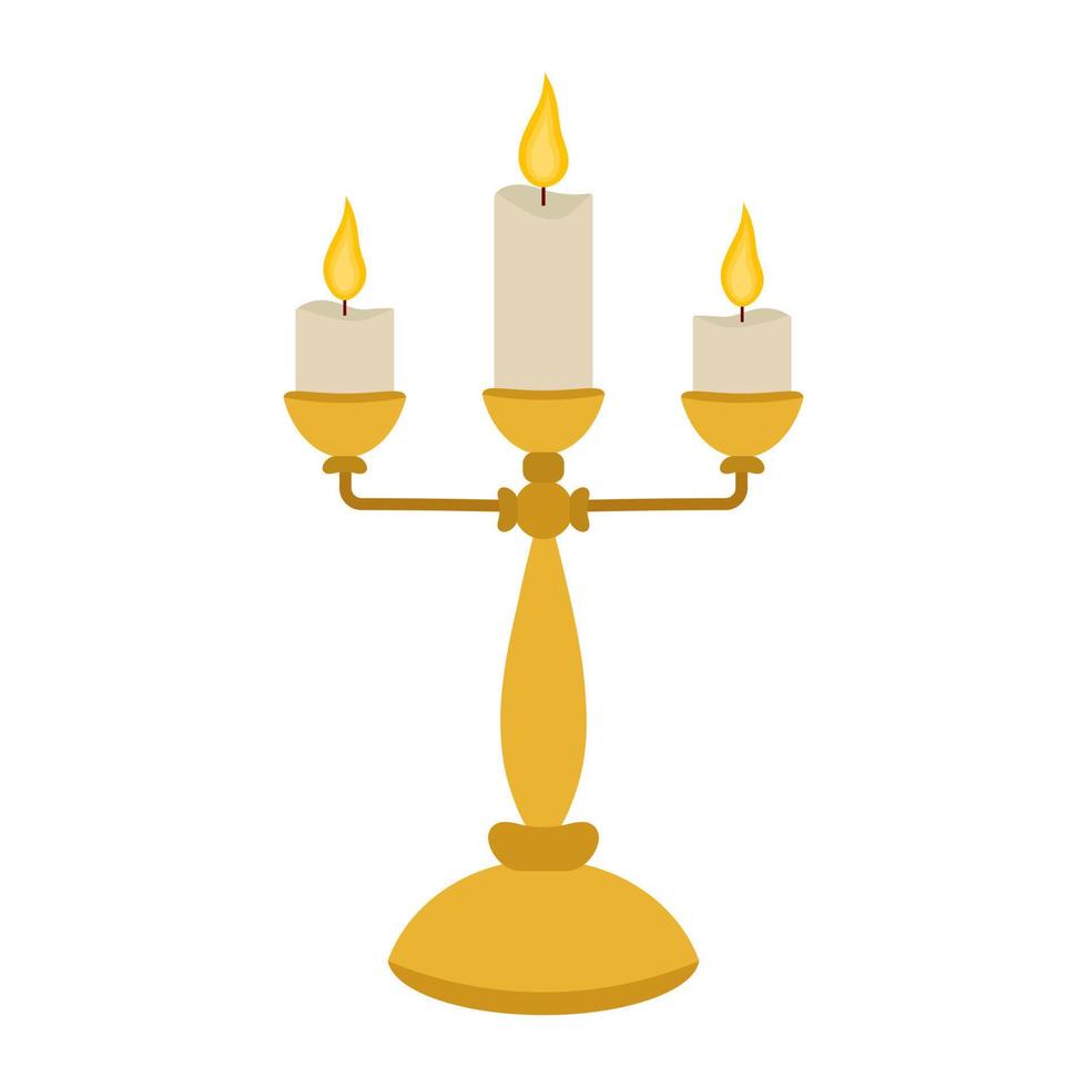 candlestick and three candles, vector illustration